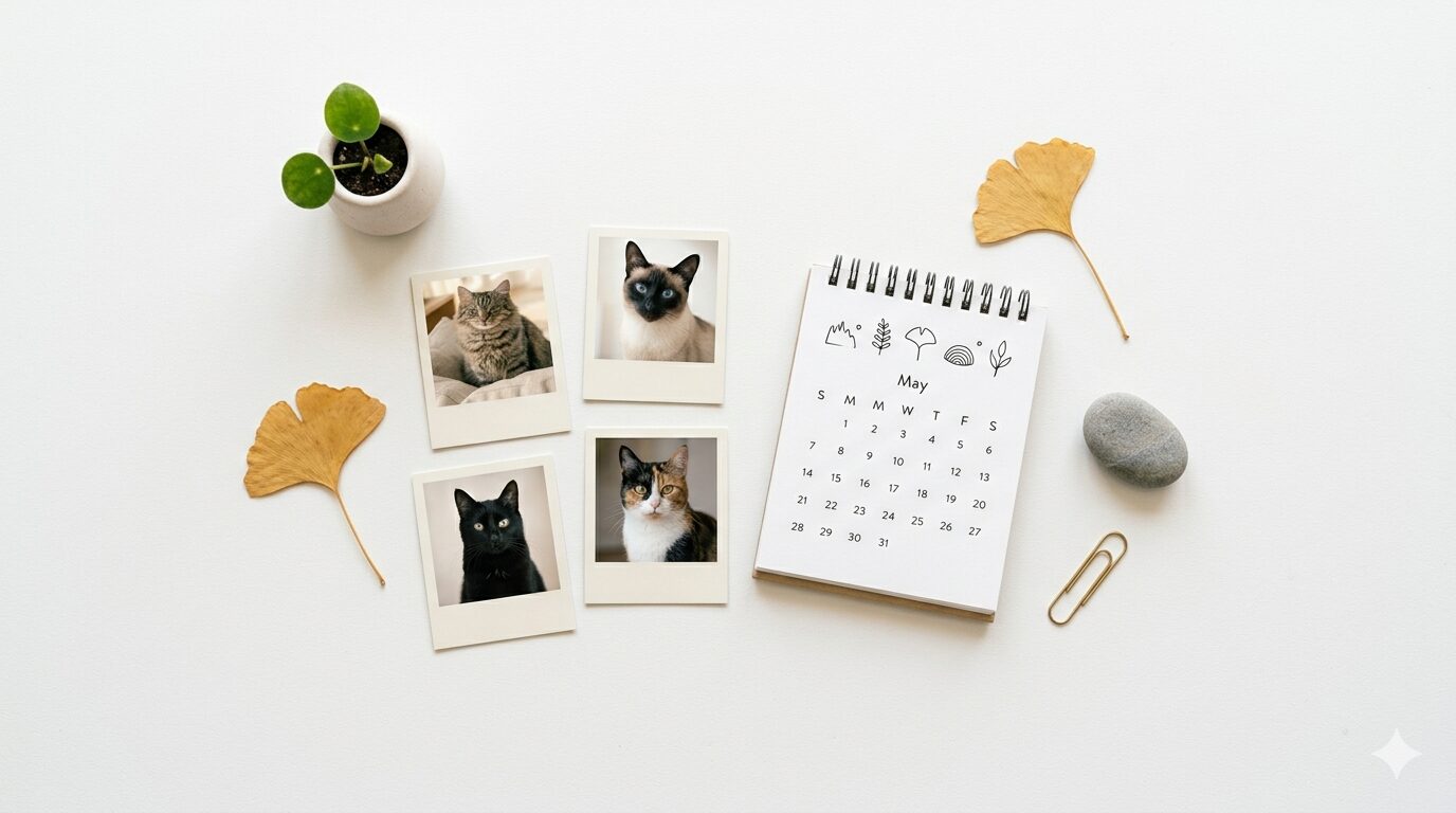 猫写真で作ったカレンダーやフォトブックのグッズ一覧