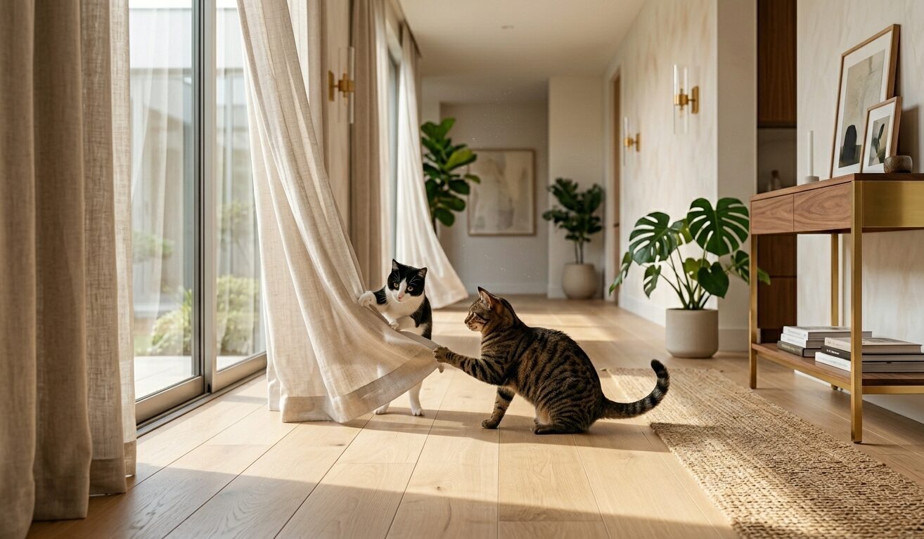天然木・プラスチック・スチール素材のキャットタワーを比較するイメージ