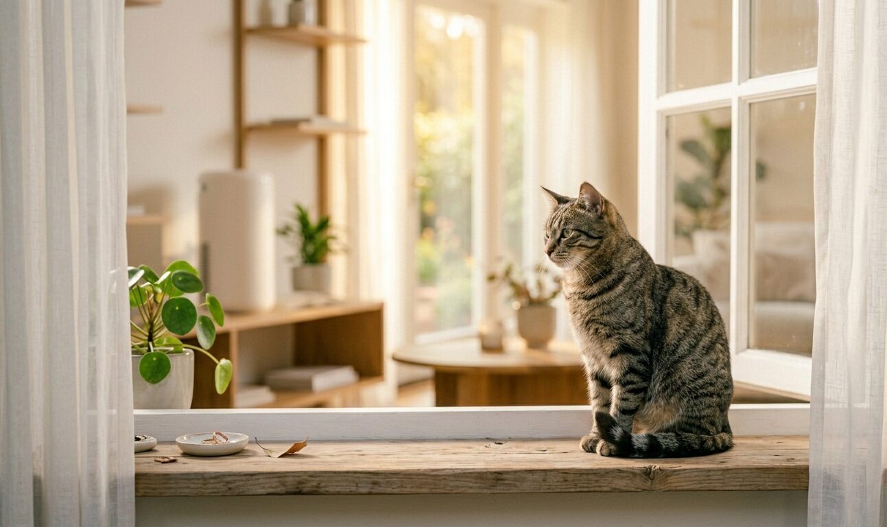 日常で猫の体調変化を観察する飼い主のイメージ