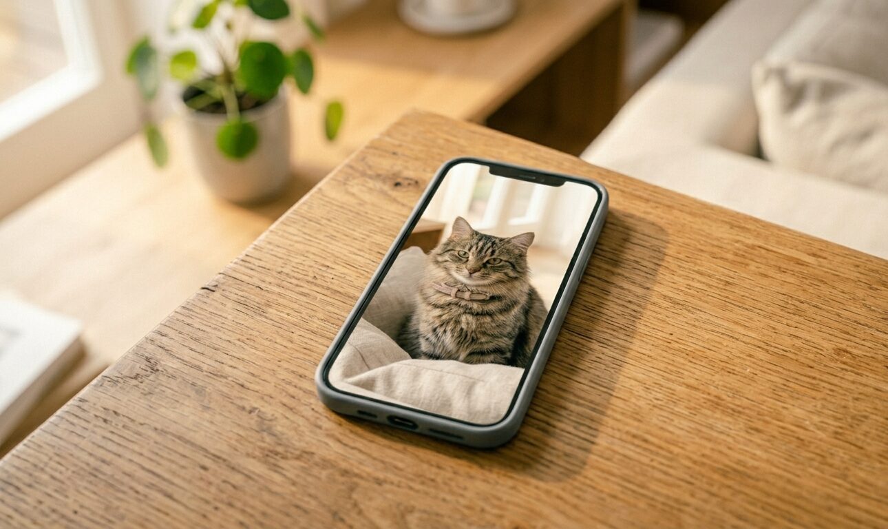 スマホに溜まった猫写真をかたちに残すイメージ