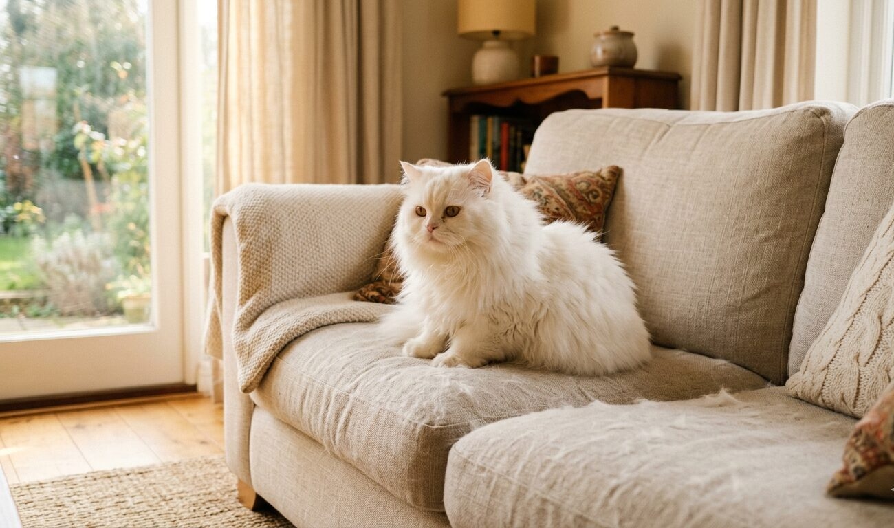 猫の抜け毛が積もる部屋の掃除をラクにする工夫イメージ